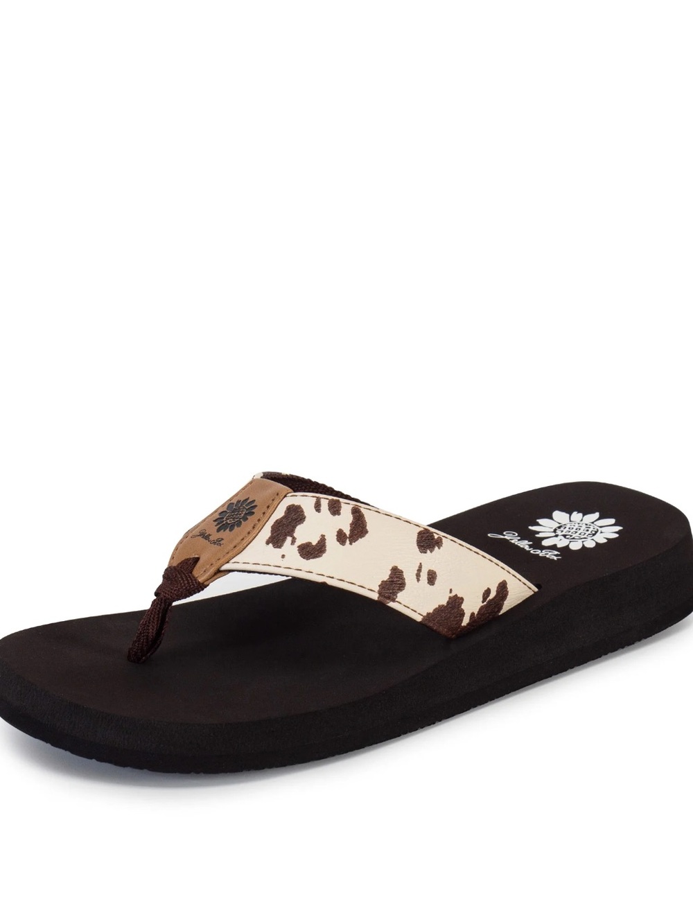 YELLOW BOX FLEXTER COW FLIP FLOPS MEDIUM WIDTH NEW IN BOX - Picture 2 of 4